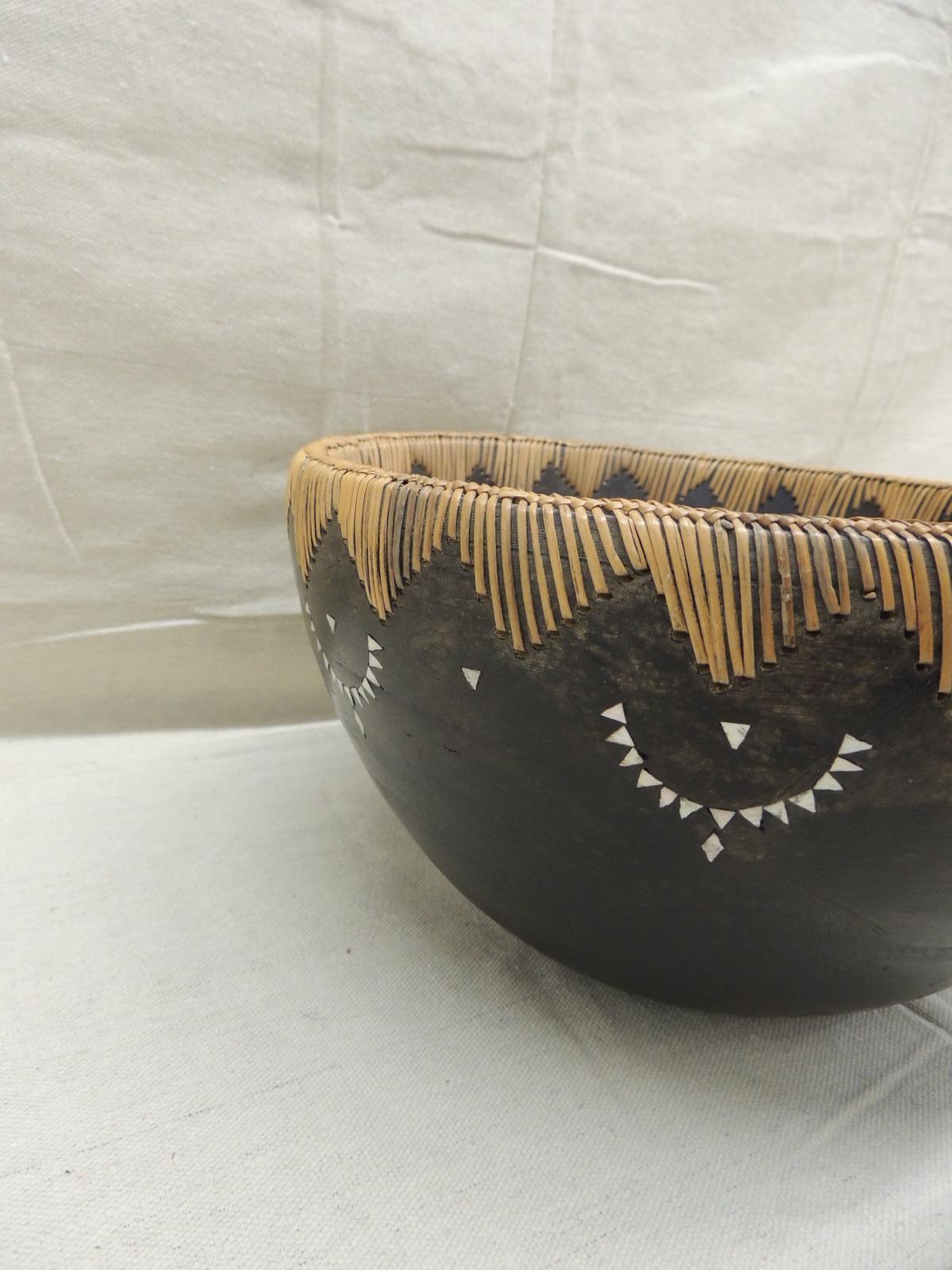 Tribal Vintage Asian Carved Wood Bowl