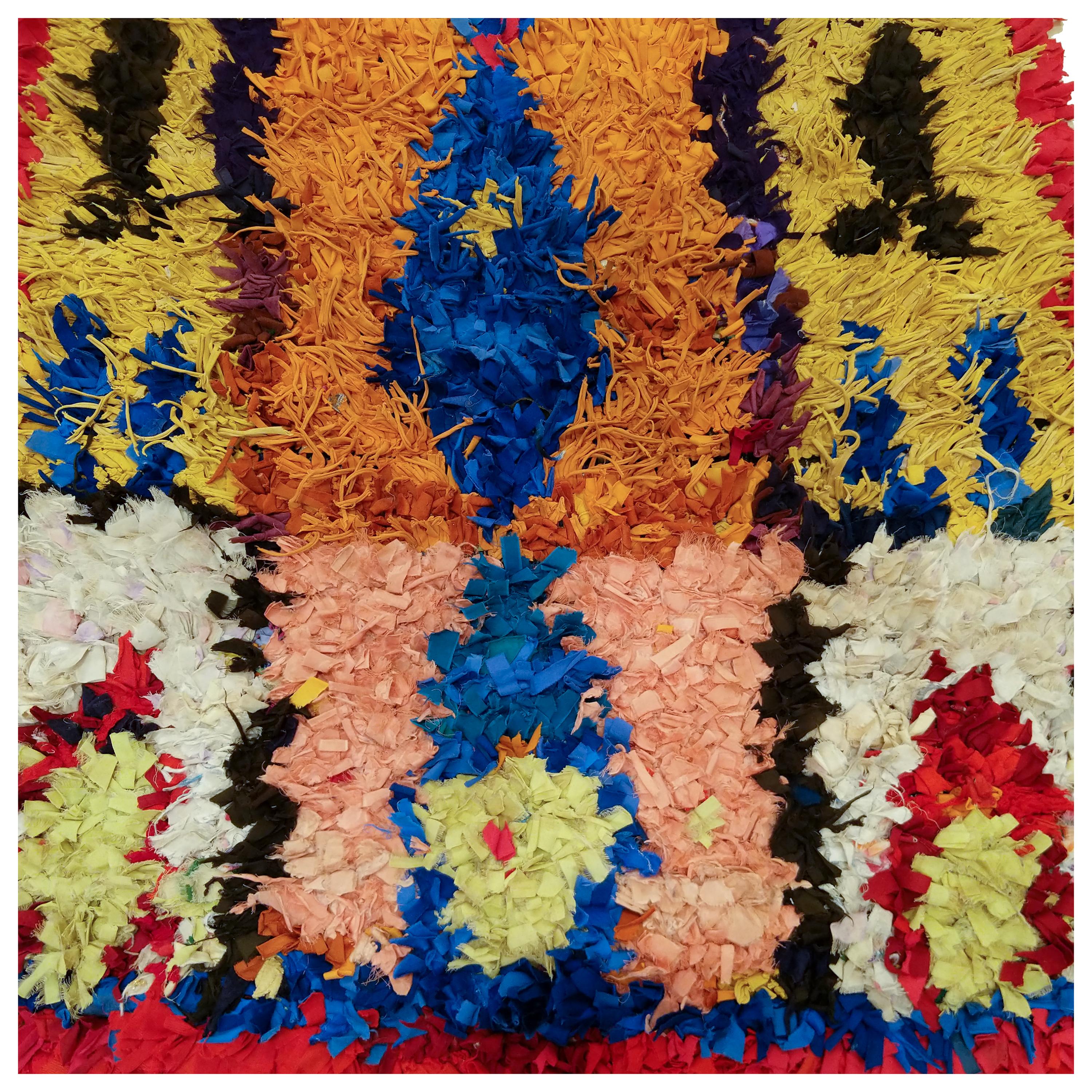Post-Modern Moroccan Colorful Abstract Boujad Berber Prayer Rug For Sale