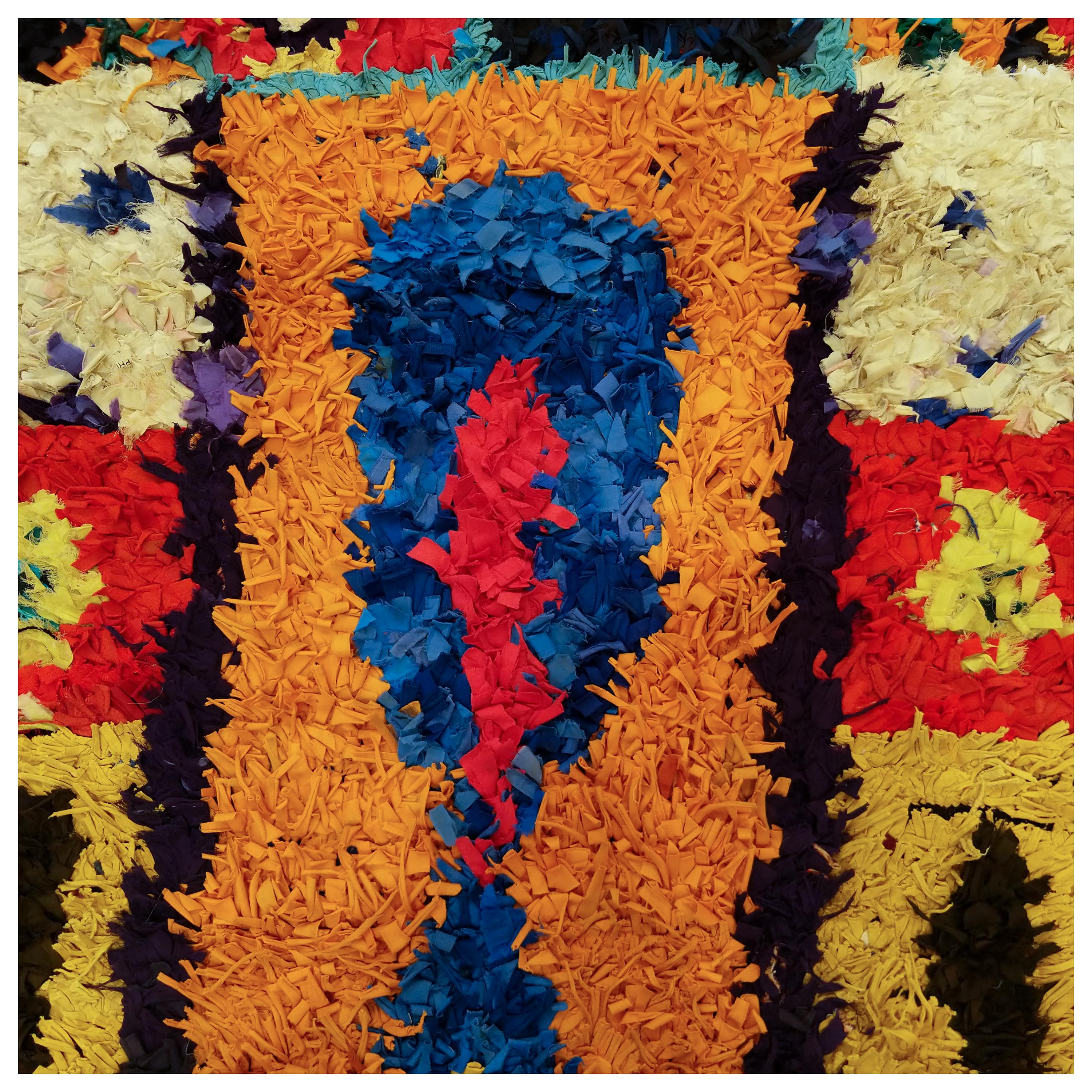 Hand-Knotted Moroccan Colorful Abstract Boujad Berber Prayer Rug For Sale