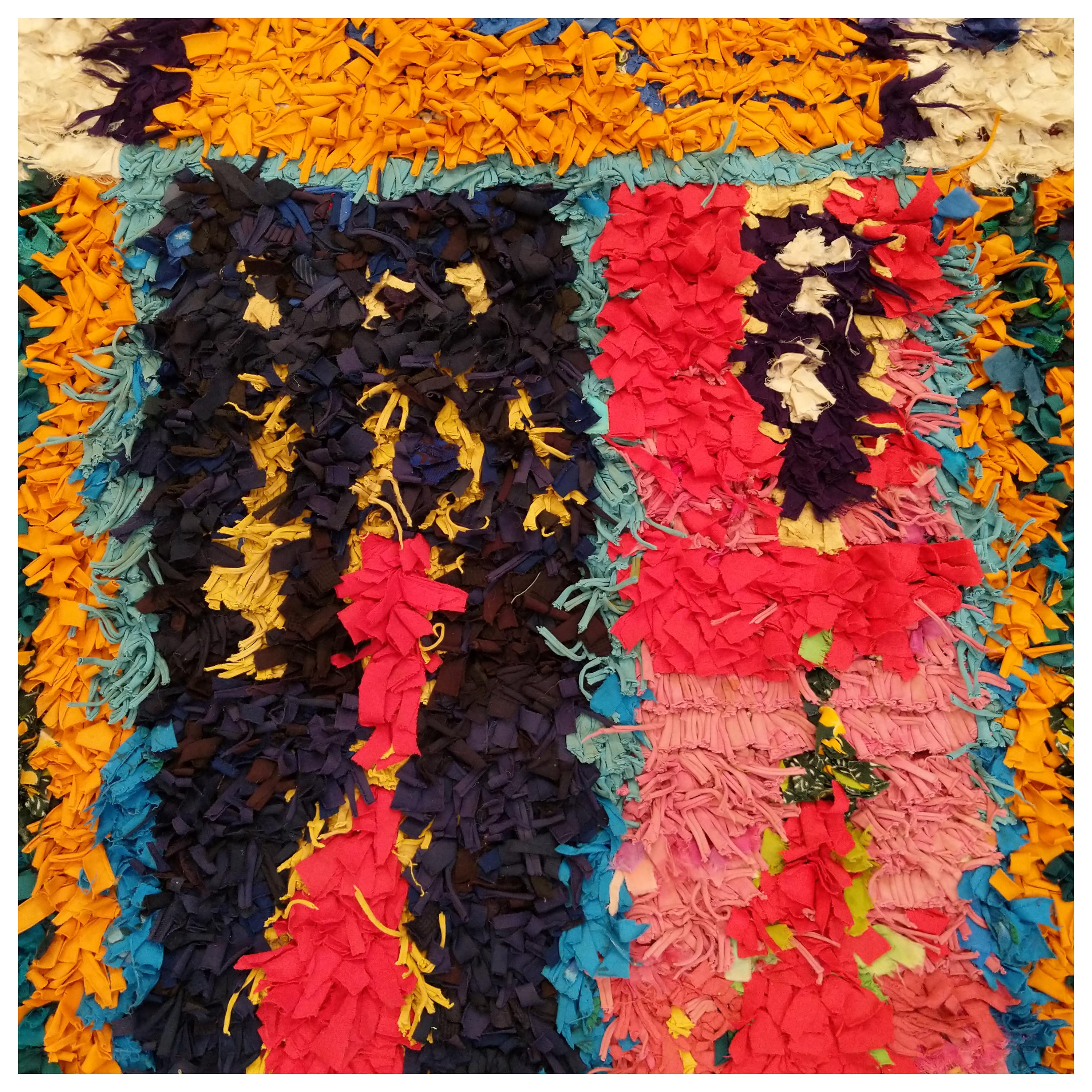 Contemporary Moroccan Colorful Abstract Boujad Berber Prayer Rug For Sale