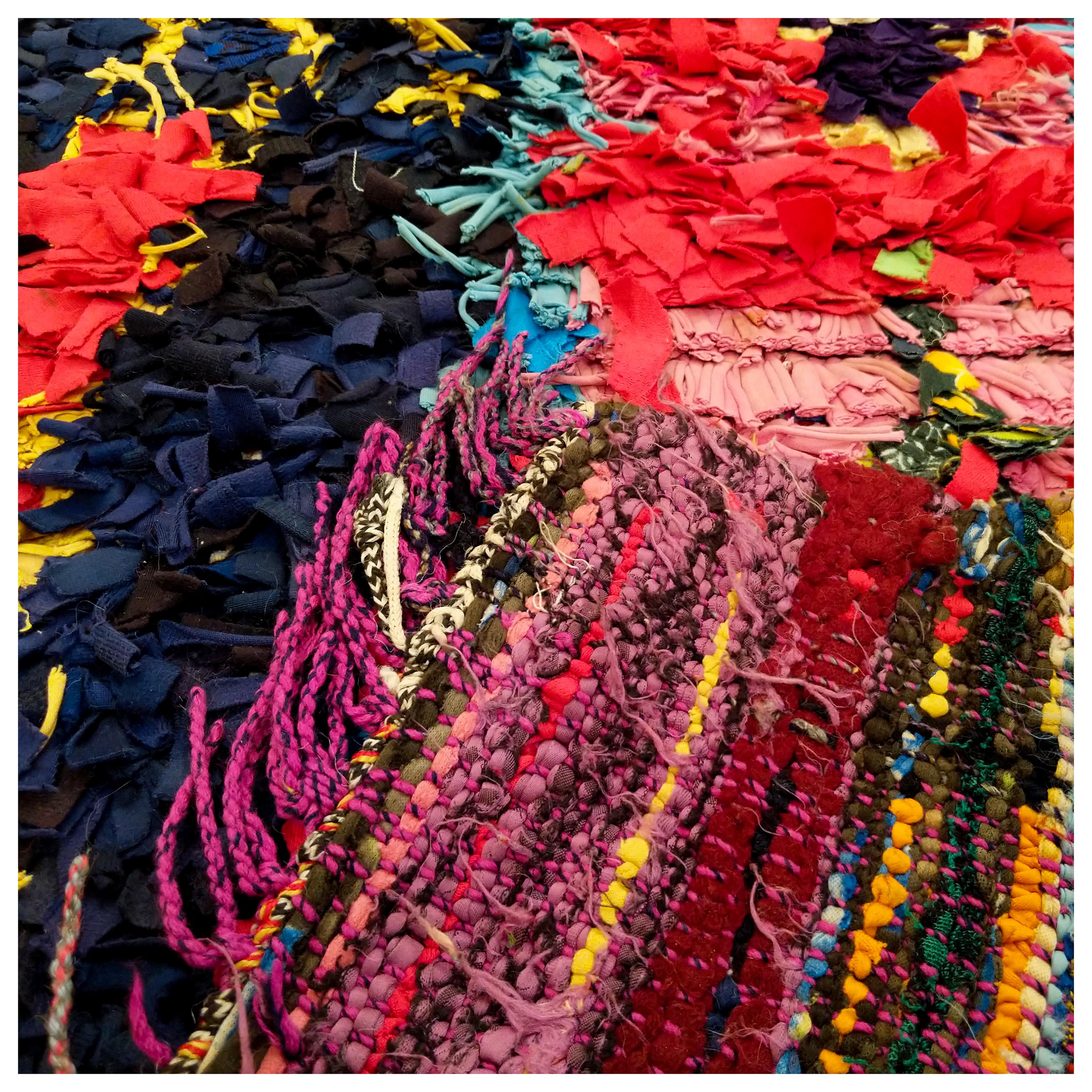 Moroccan Colorful Abstract Boujad Berber Prayer Rug For Sale 1