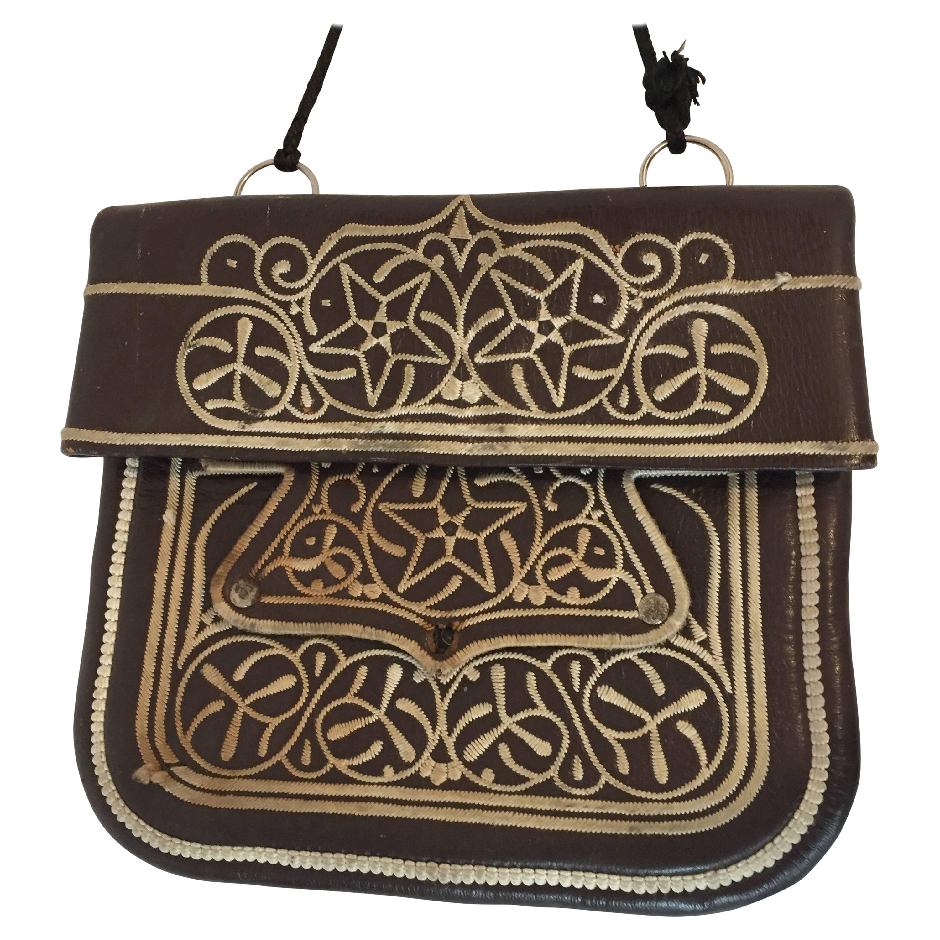 Bolso vintage marroquí cruzado de cuero africano