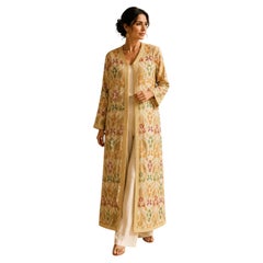 Vintage Moroccan Damask Metallic Floral Caftan Circa 1990s Unisex