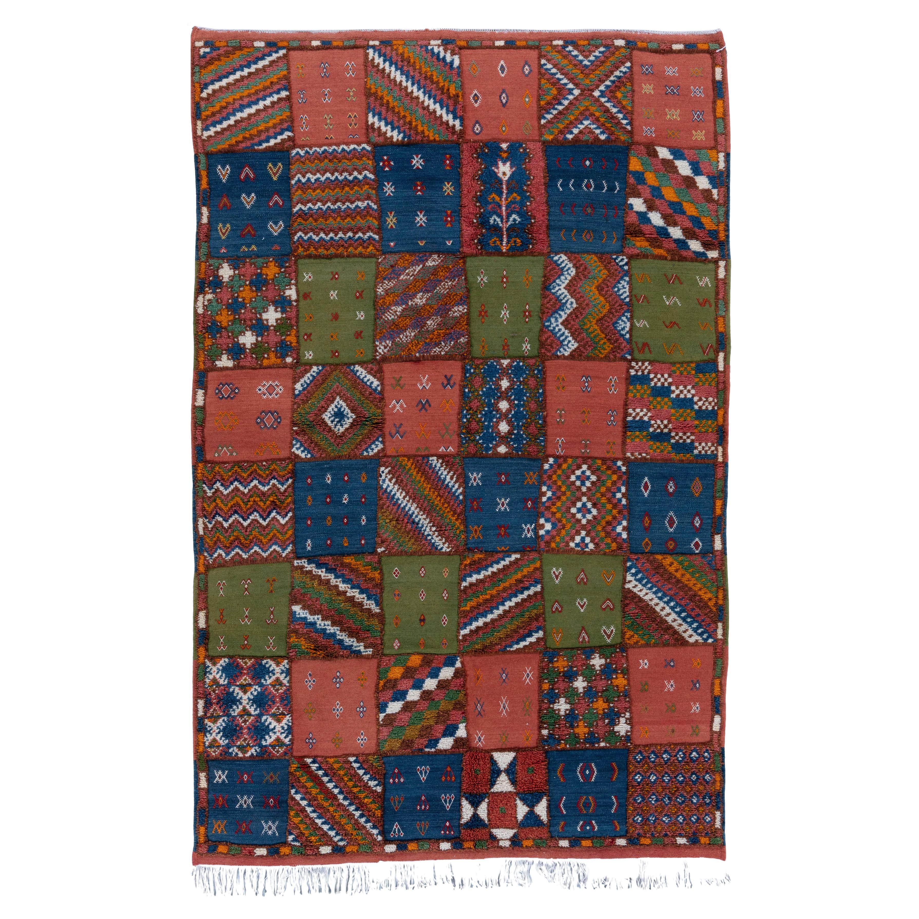 Vintage Moroccan Patch Design Rug  5'4 x 8'4 For Sale