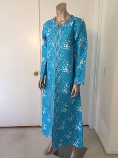Vintage Moroccan Designer Kaftan Turquoise Maxi Dress Kaftan Small