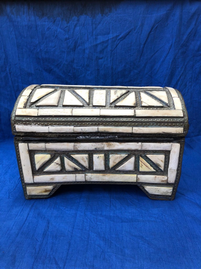 Mid 20th Century Small Moroccan Jewelry Chest - Bone ...