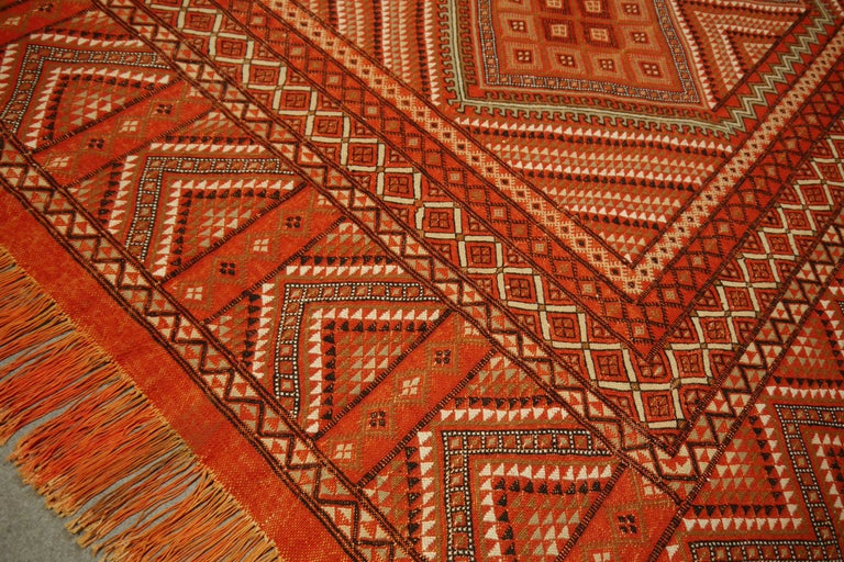 Vintage Moroccan Embroided Berber Kilim Rug For Sale at 1stDibs