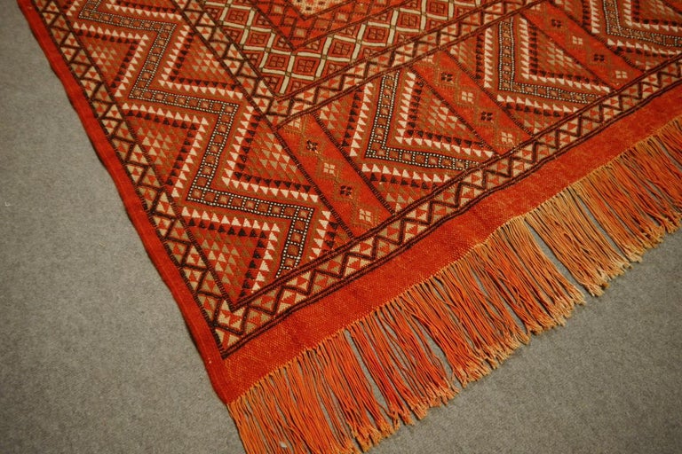 Vintage Moroccan Embroided Berber Kilim Rug For Sale at 1stDibs