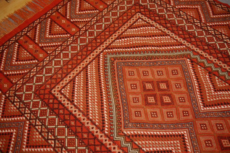 Vintage Moroccan Embroided Berber Kilim Rug For Sale at 1stDibs