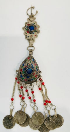 Broche bereber étnico marroquí vintage con monedas