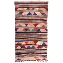 Vintage Moroccan Flat-Weave Boucherouite Rug