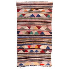 Vintage Moroccan Flat-Weave Boucherouite Rug