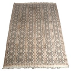 Vintage Moroccan Flatweave Rug 120" x 81" Tribal Mid Century Carpet