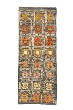 Vintage Moroccan Flatweave Runner with Abstract Floral Motifs