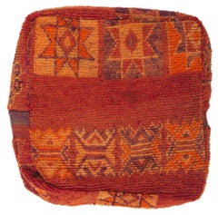 Vintage Moroccan Floor Pouf Ottoman