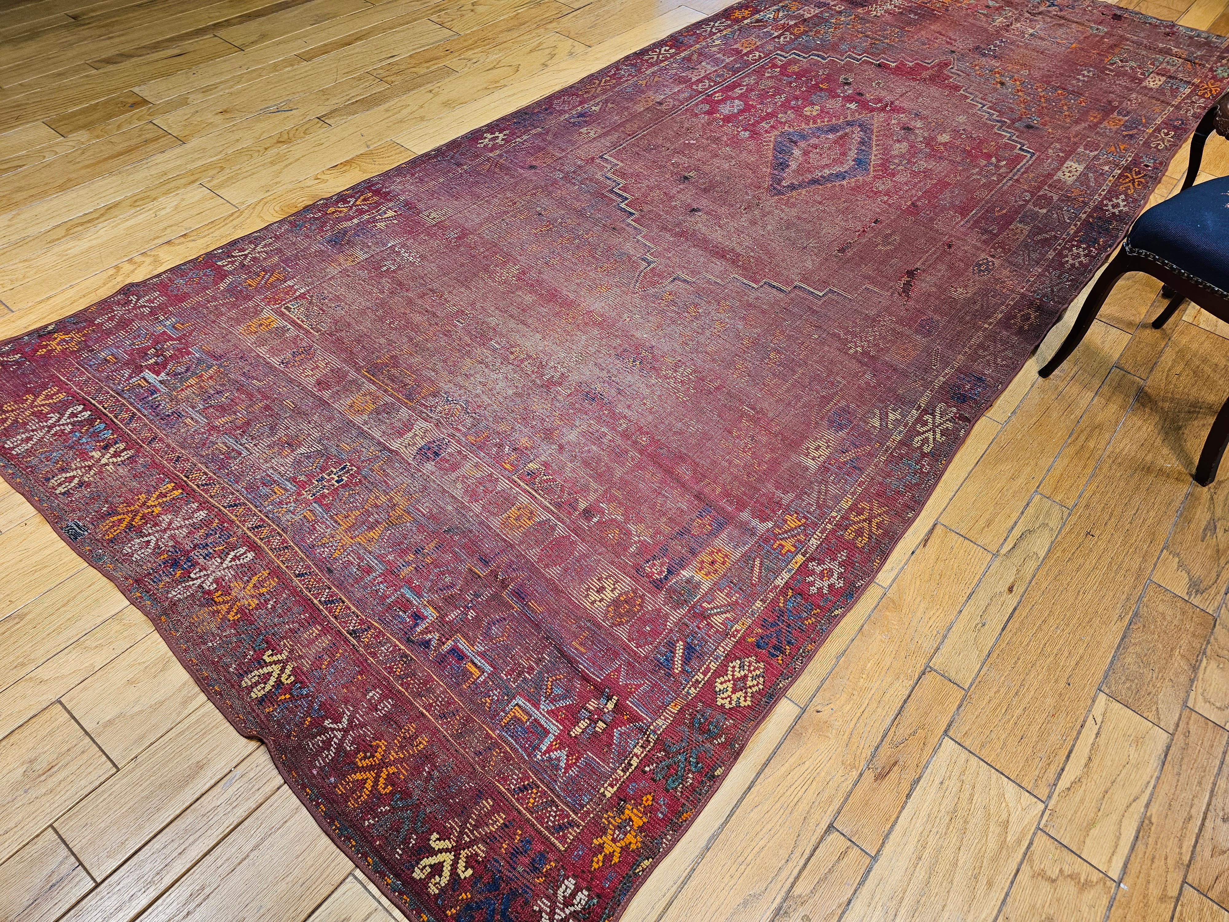 19th Century Moroccan Rabat Rug in Red, Turquoise, Yellow, Ivory, Green, Brown For Sale 10