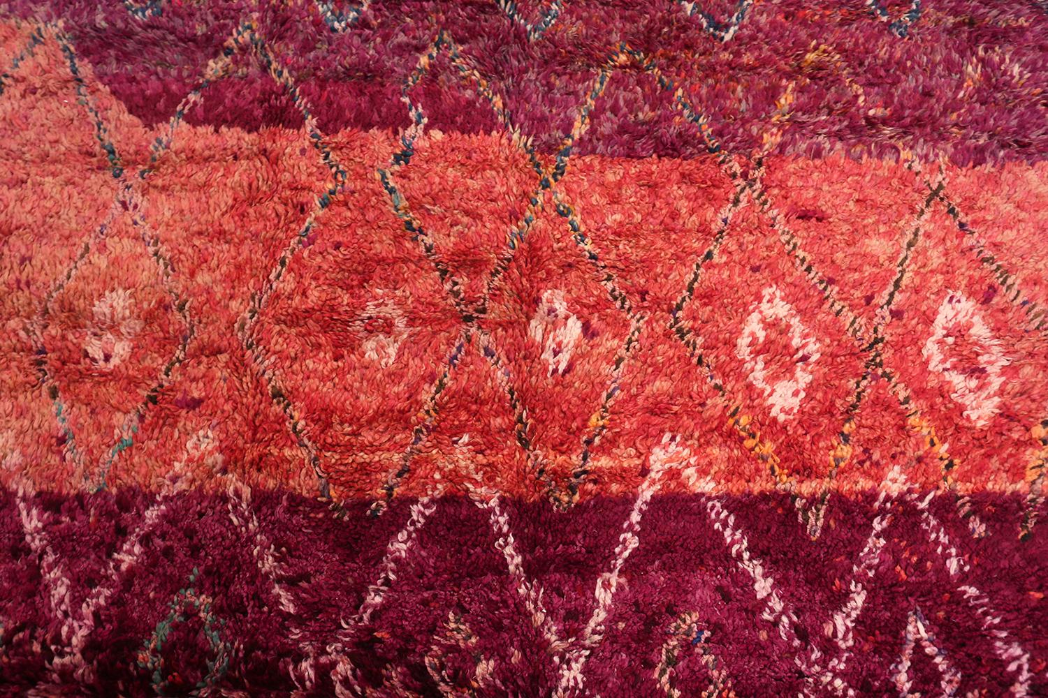 Hand-Knotted Vintage Moroccan Geometric Purple Rug. Size: 5 ft 10 in x 8 ft 10 in For Sale