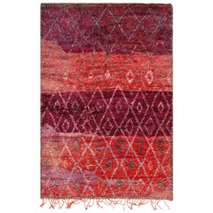 Retro Moroccan Geometric Purple Rug. Size: 5 ft 10 in x 8 ft 10 in