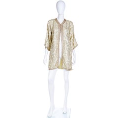 Vintage Moroccan Gold Metallic Paisley Short Caftan