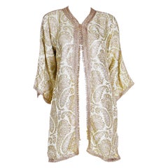 Vintage Moroccan Gold Metallic Paisley Short Caftan
