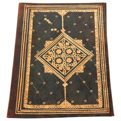 Vintage Moroccan Green Leather Hand Tooled Embossed Portfolio