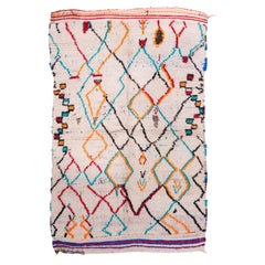 Vintage Moroccan Hand-Knotted Beni Ourain Rug Diamond Lattice Pattern