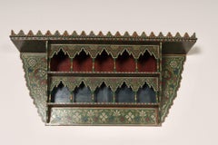Vintage Moroccan Hand Painted Wall Mounted Three Tiered Spice Shelf / Bracket