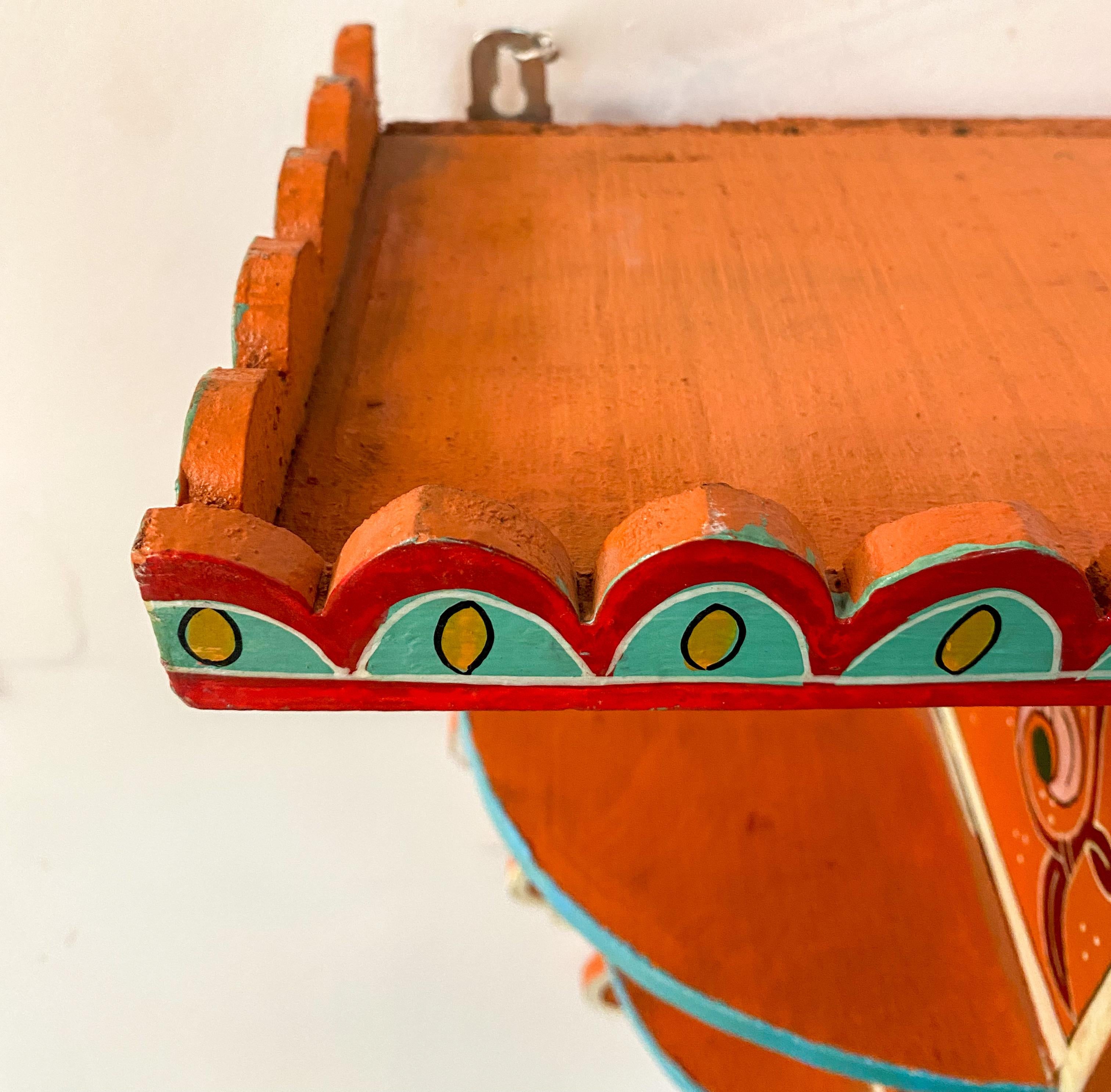 Vintage Moroccan Hand Painted Wall Shelf or Spice Rack For Sale 3