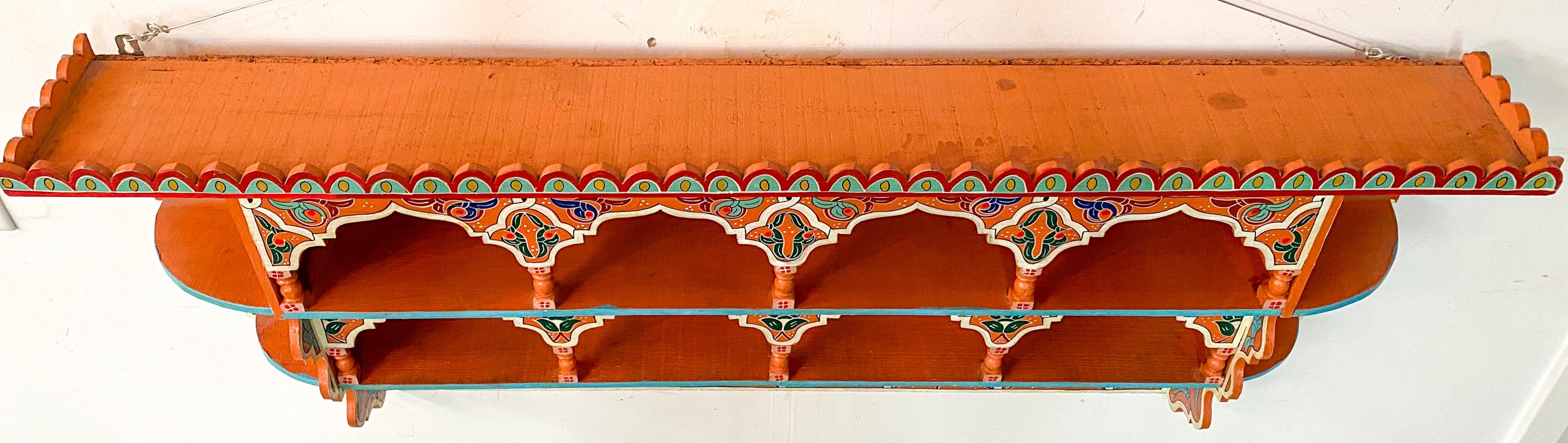 Vintage Moroccan Hand Painted Wall Shelf or Spice Rack For Sale 4