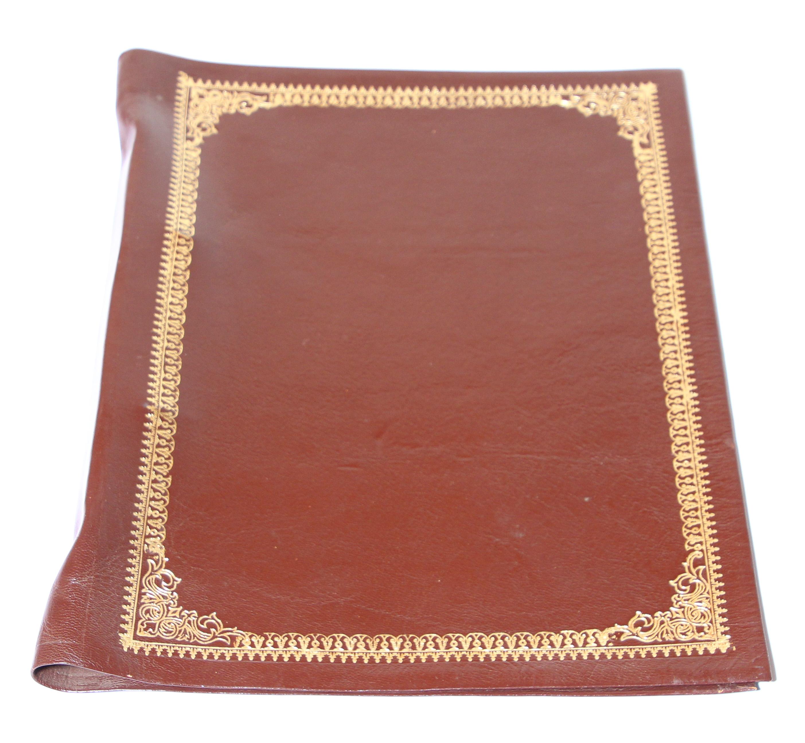 Vintage Moroccan Hand Tooled Leather Brown Portfolio In Good Condition In North Hollywood, CA