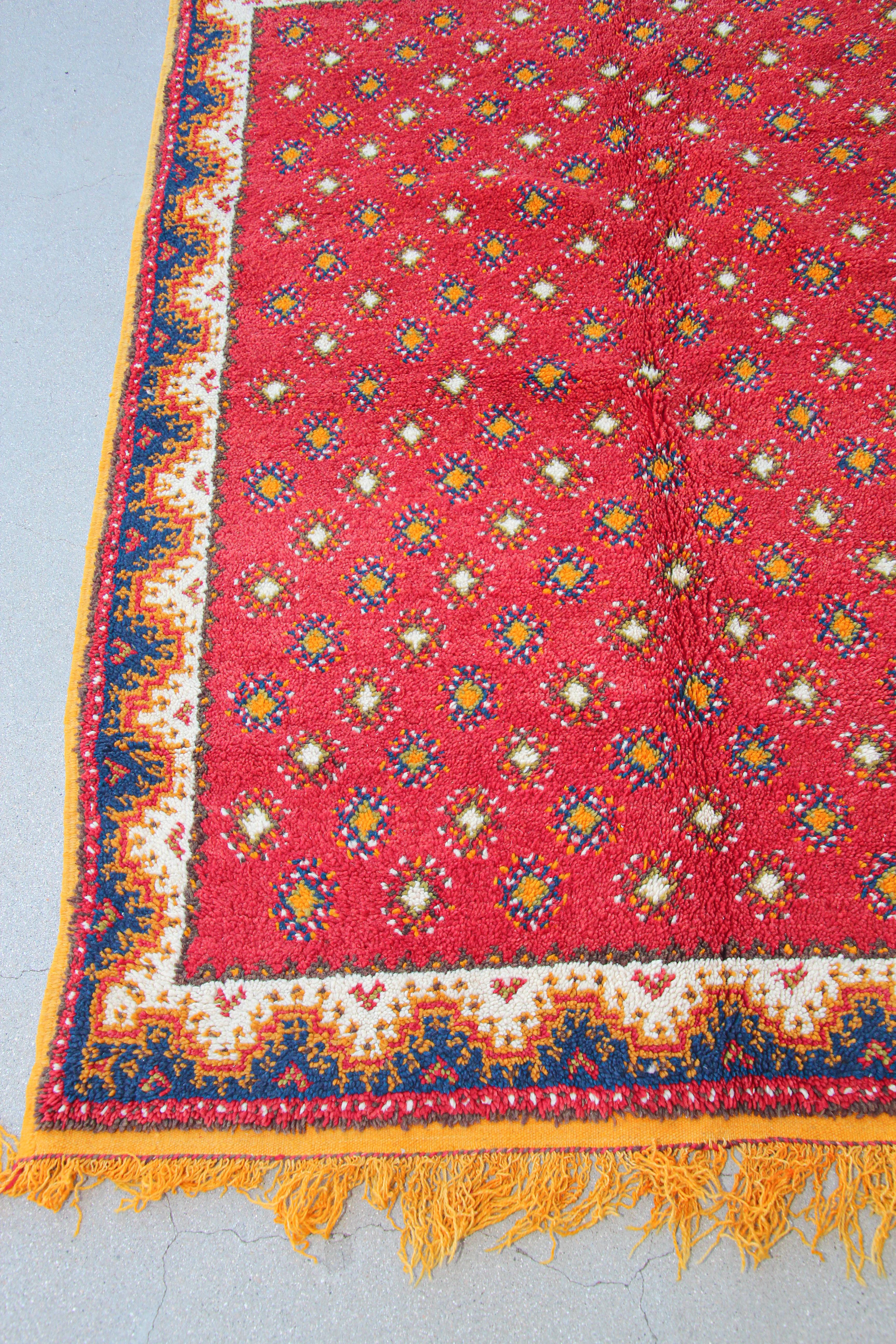 Vegetable Dyed 1960s Vintage Moroccan Hand-Woven Berber Carpet For Sale