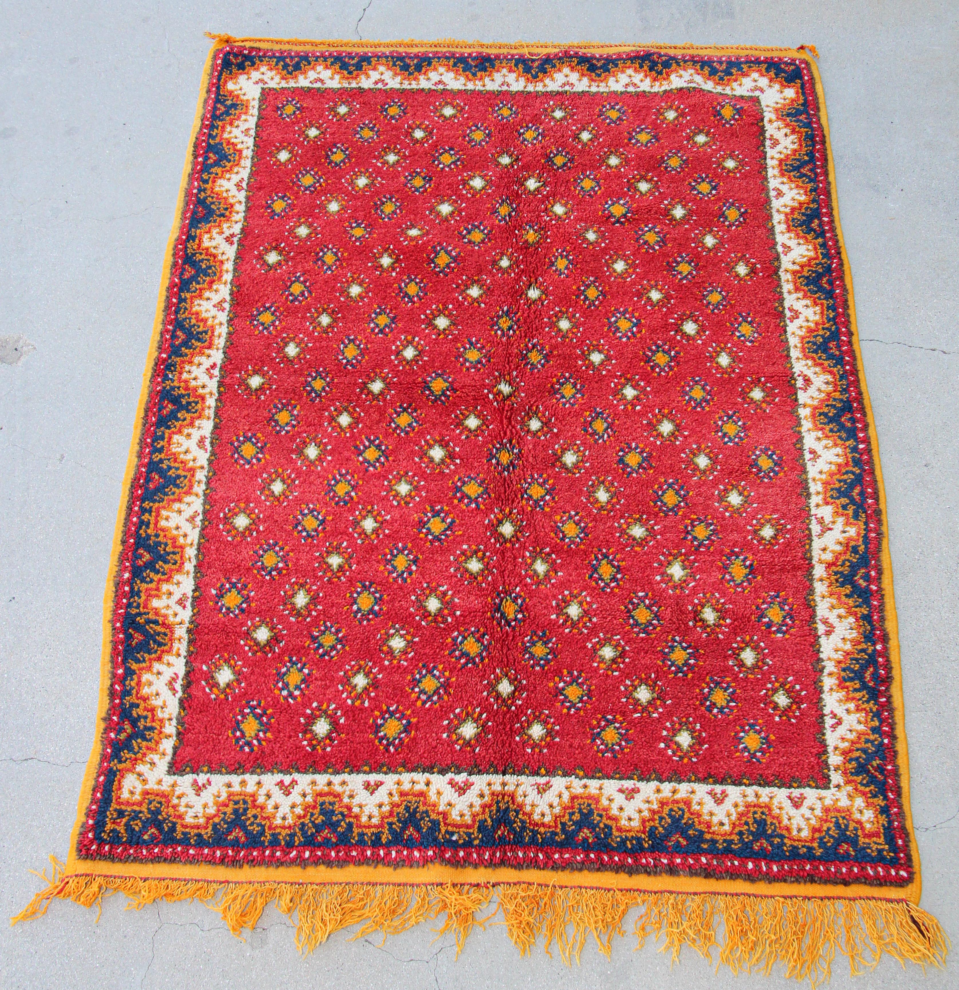 20th Century 1960s Vintage Moroccan Hand-Woven Berber Carpet For Sale