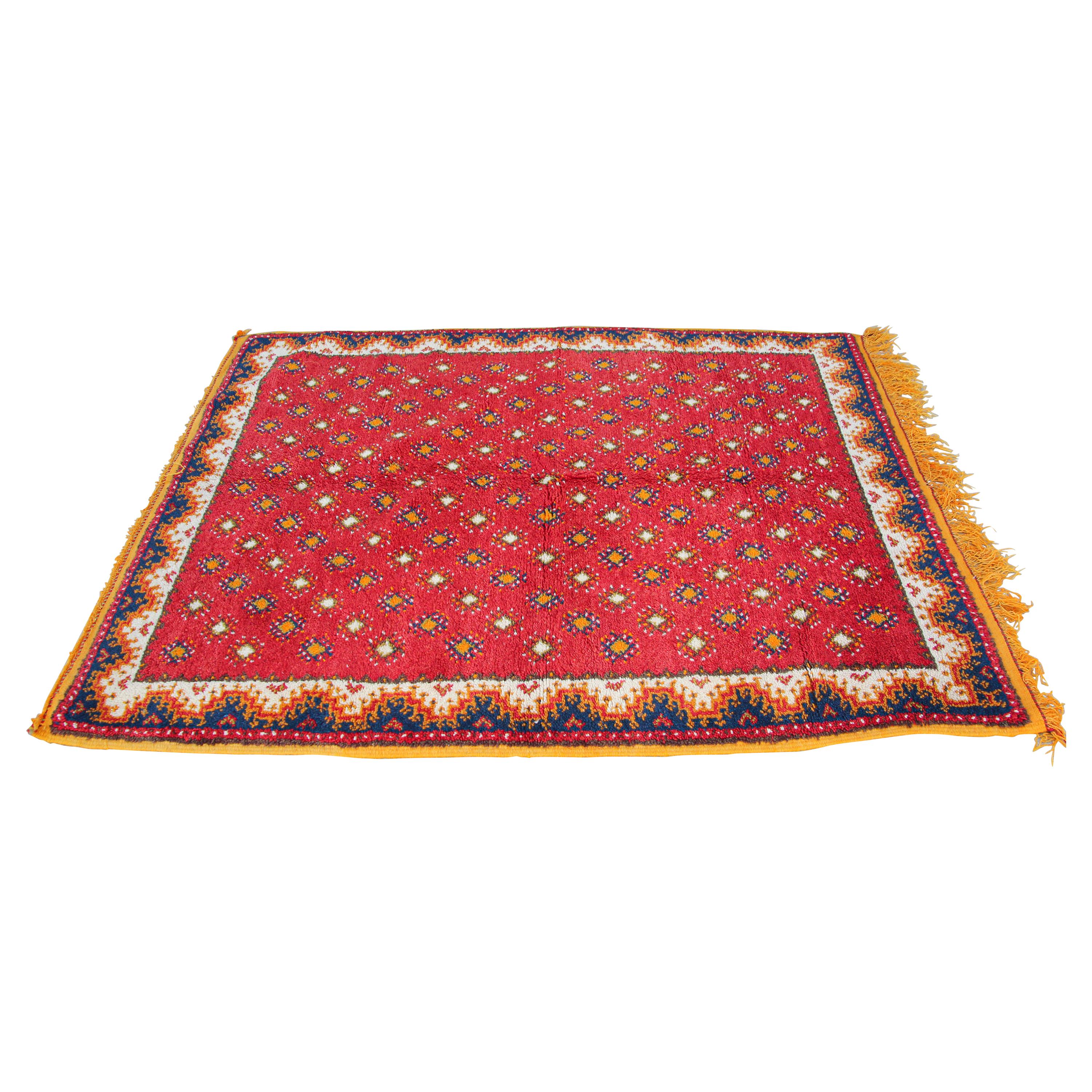 1960s Vintage Moroccan Hand-Woven Berber Carpet For Sale