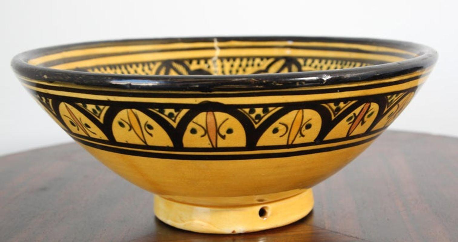 Vintage Moroccan Handcrafted Ceramic Yellow Bowl For Sale 1