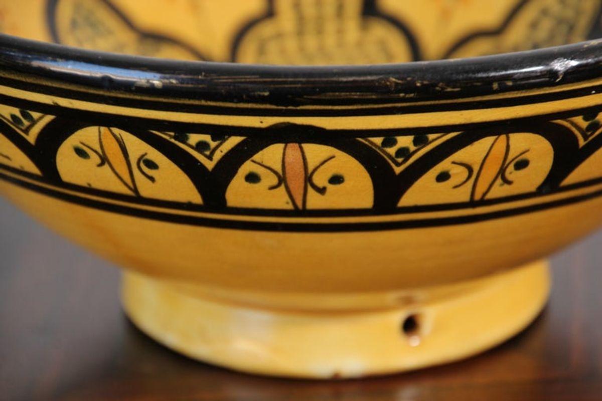 Vintage Moroccan Handcrafted Ceramic Yellow Bowl For Sale 2