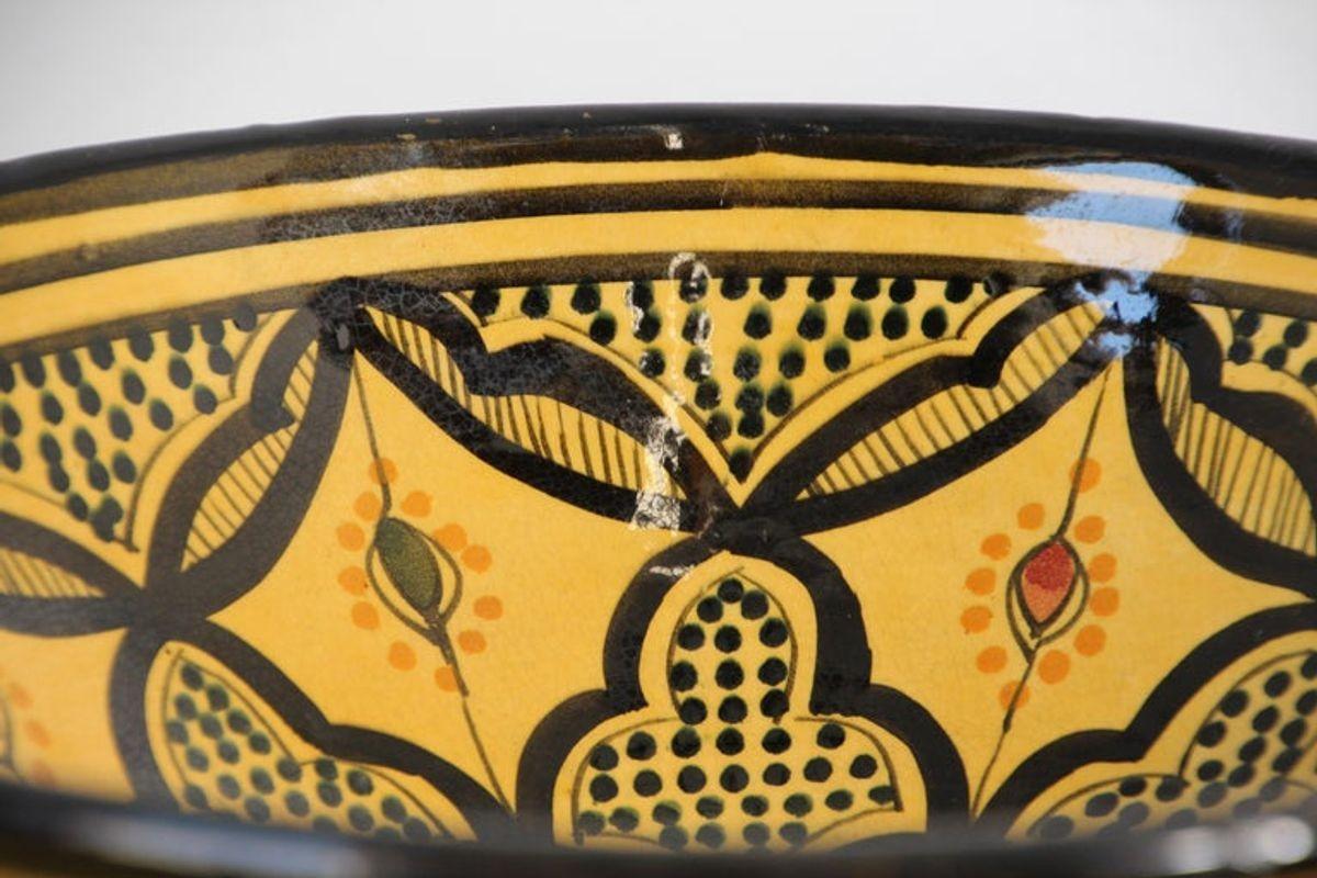Vintage Moroccan Handcrafted Ceramic Yellow Bowl For Sale 3
