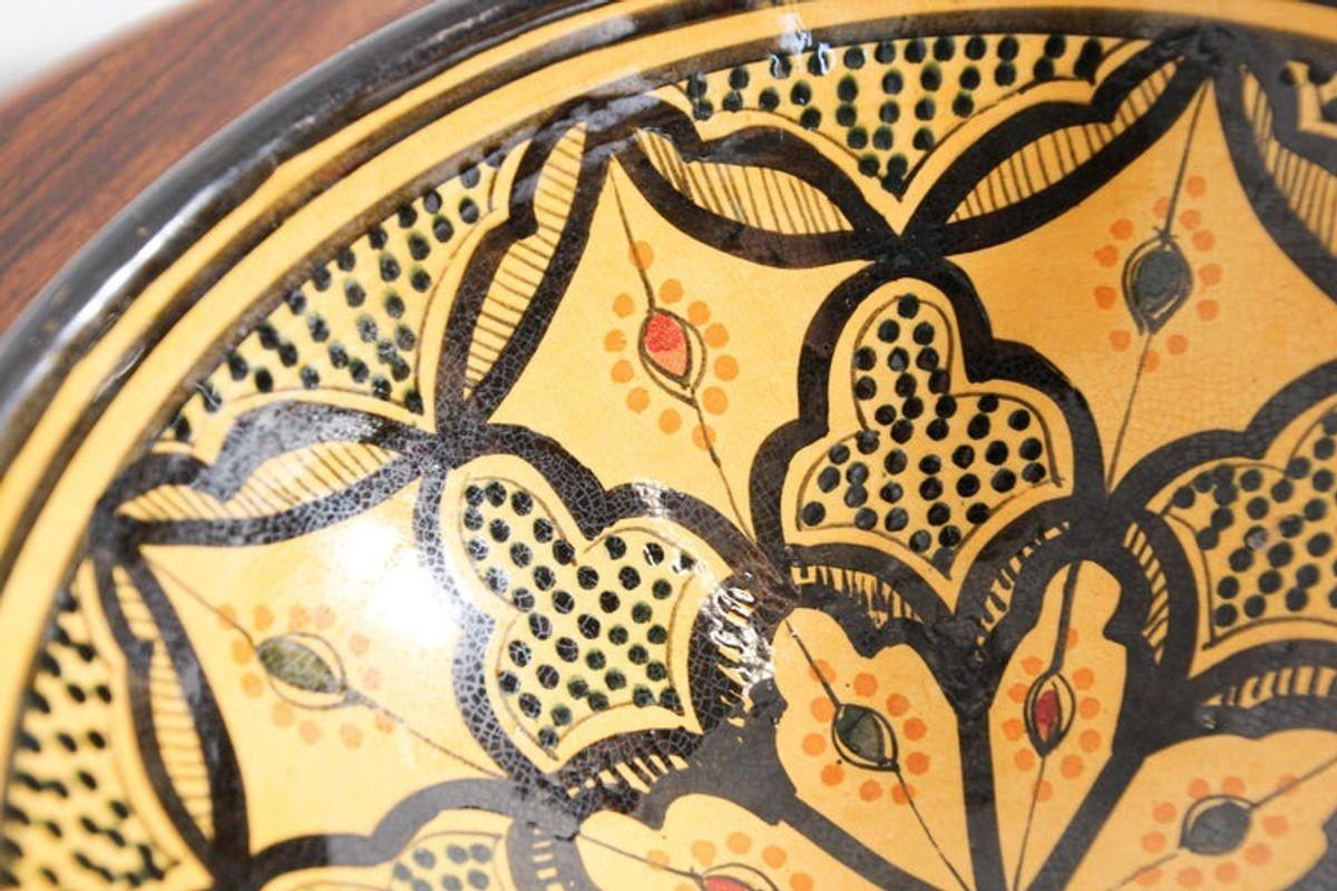 Vintage Moroccan Handcrafted Ceramic Yellow Bowl For Sale 4