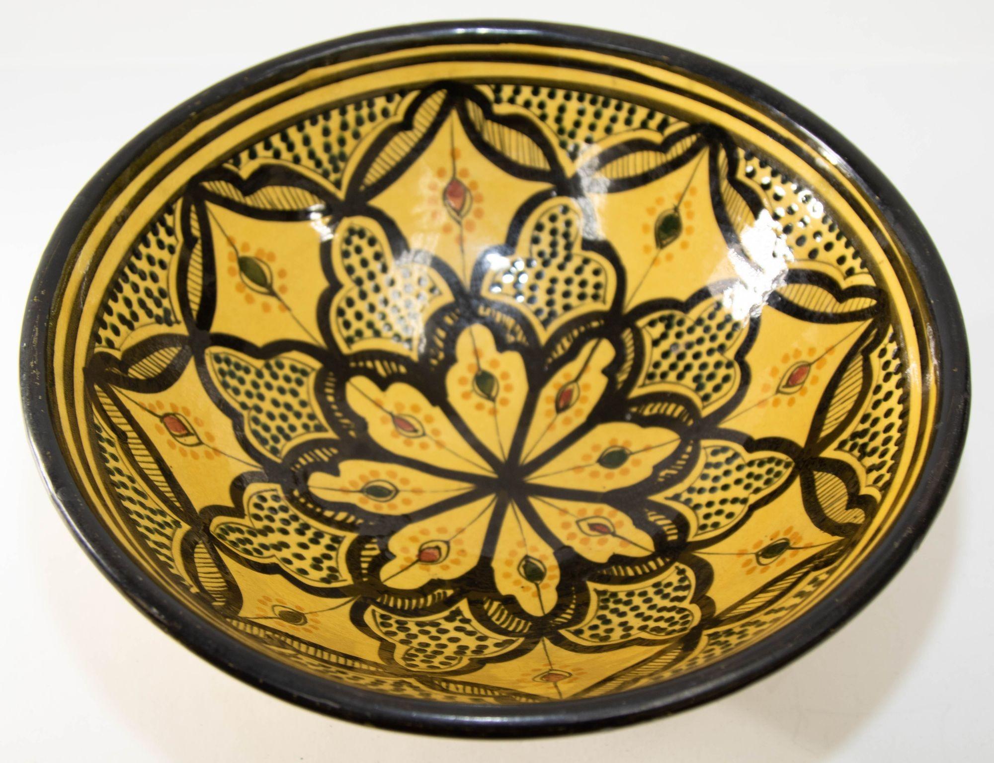 Vintage Moroccan Handcrafted Ceramic Yellow Bowl For Sale 7
