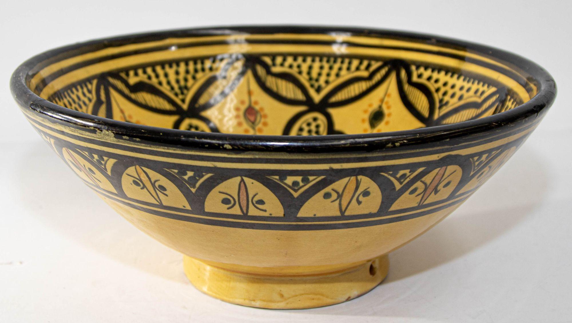 Vintage Moroccan Handcrafted Ceramic Yellow Bowl For Sale 11