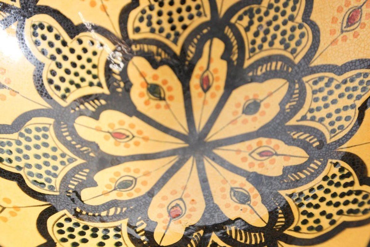 Moorish Vintage Moroccan Handcrafted Ceramic Yellow Bowl For Sale