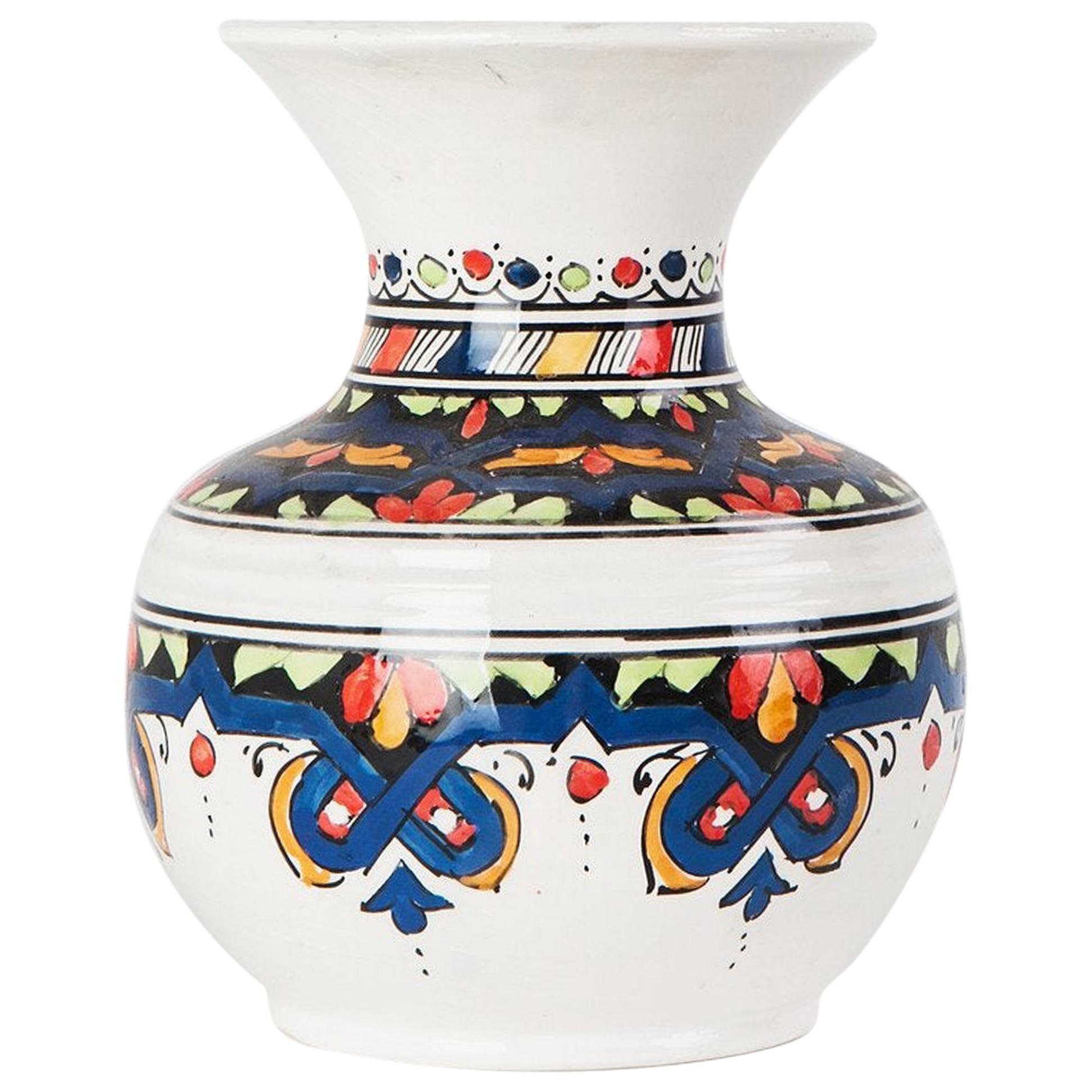 Marokkanische handgefertigte blau-weiße Vintage-Vase