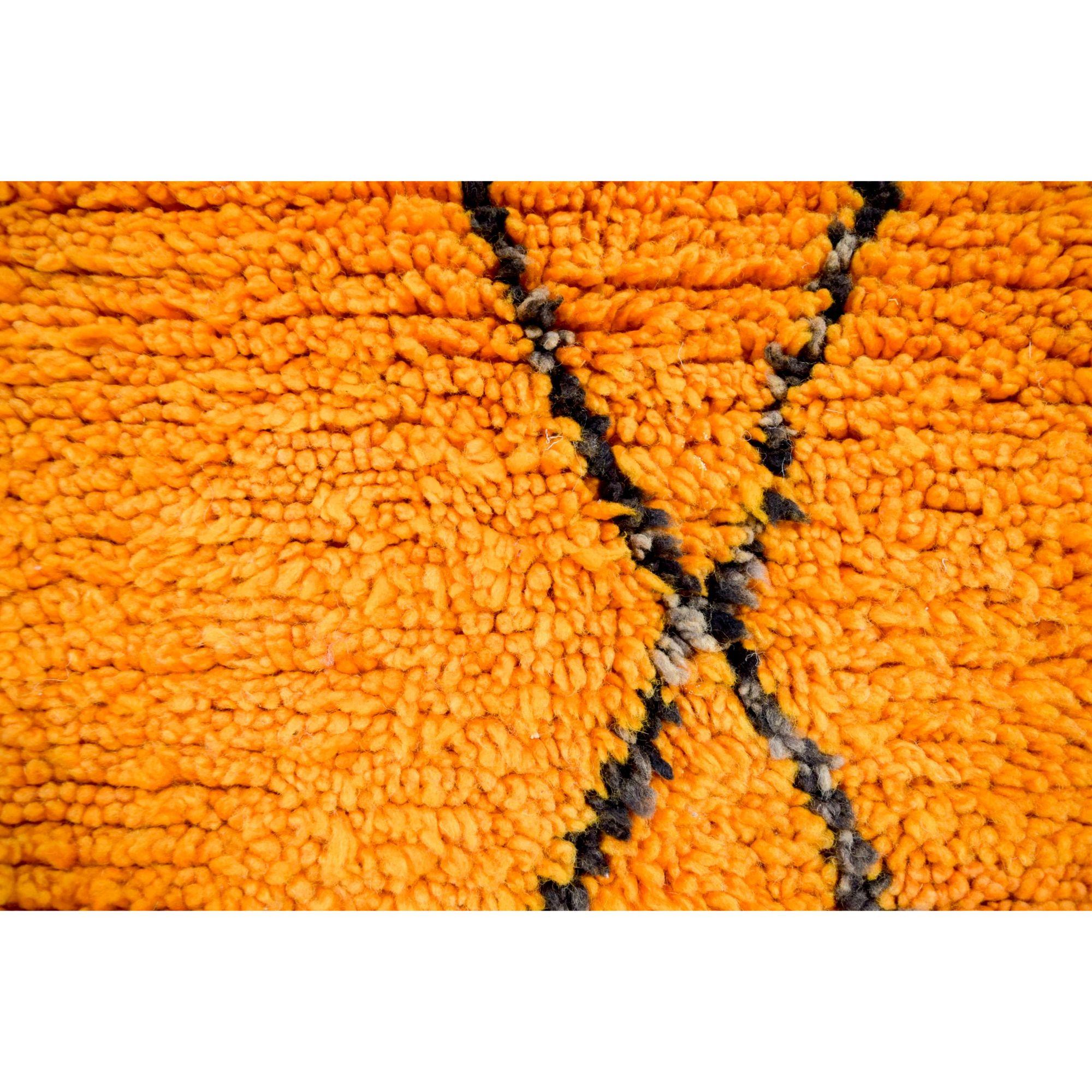 Vintage Moroccan Handmade Orange Wool Floor Rug 5
