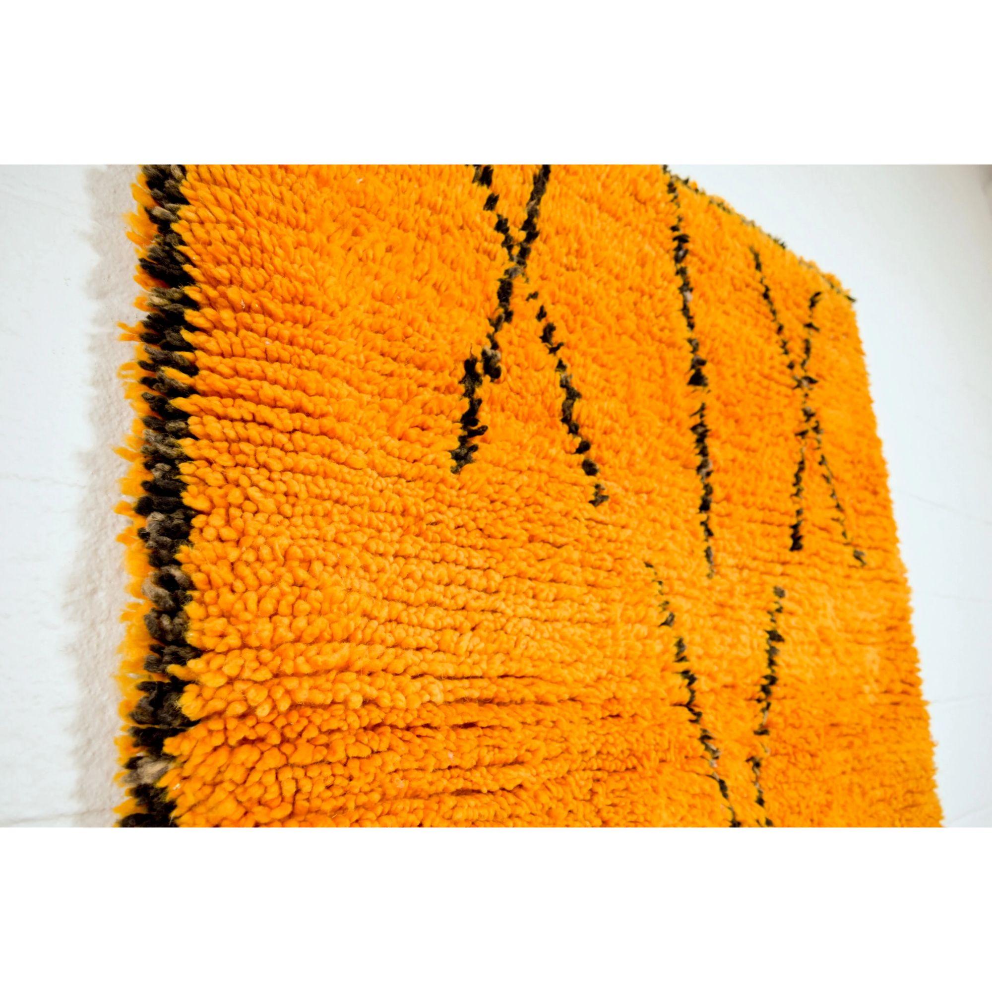 Vintage Moroccan Handmade Orange Wool Floor Rug 1