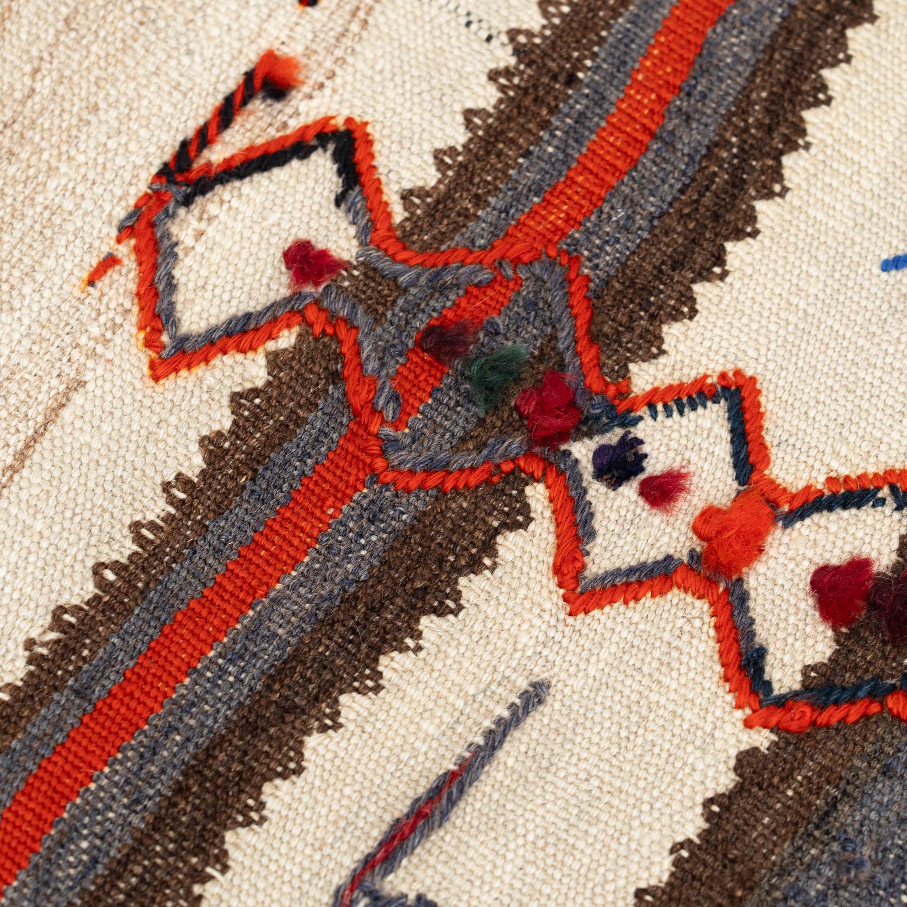 Mid-Century Modern Vintage Moroccan Handmade Wool Rug – 1980s For Sale