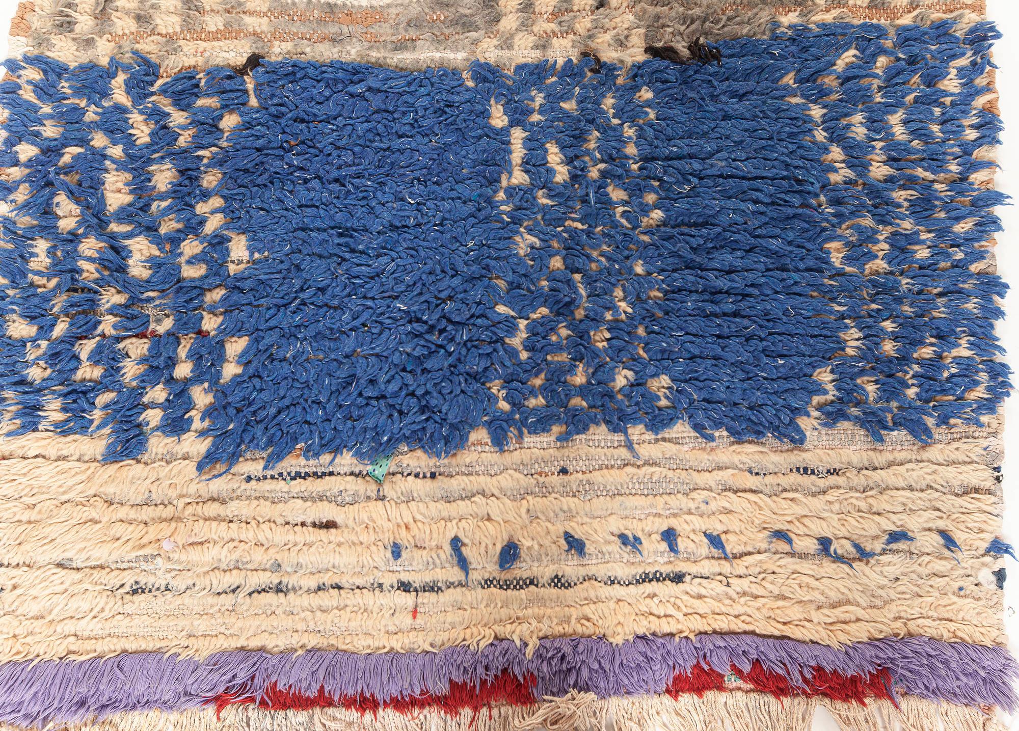 Hand-Knotted Vintage Moroccan Handmade Wool Runner For Sale