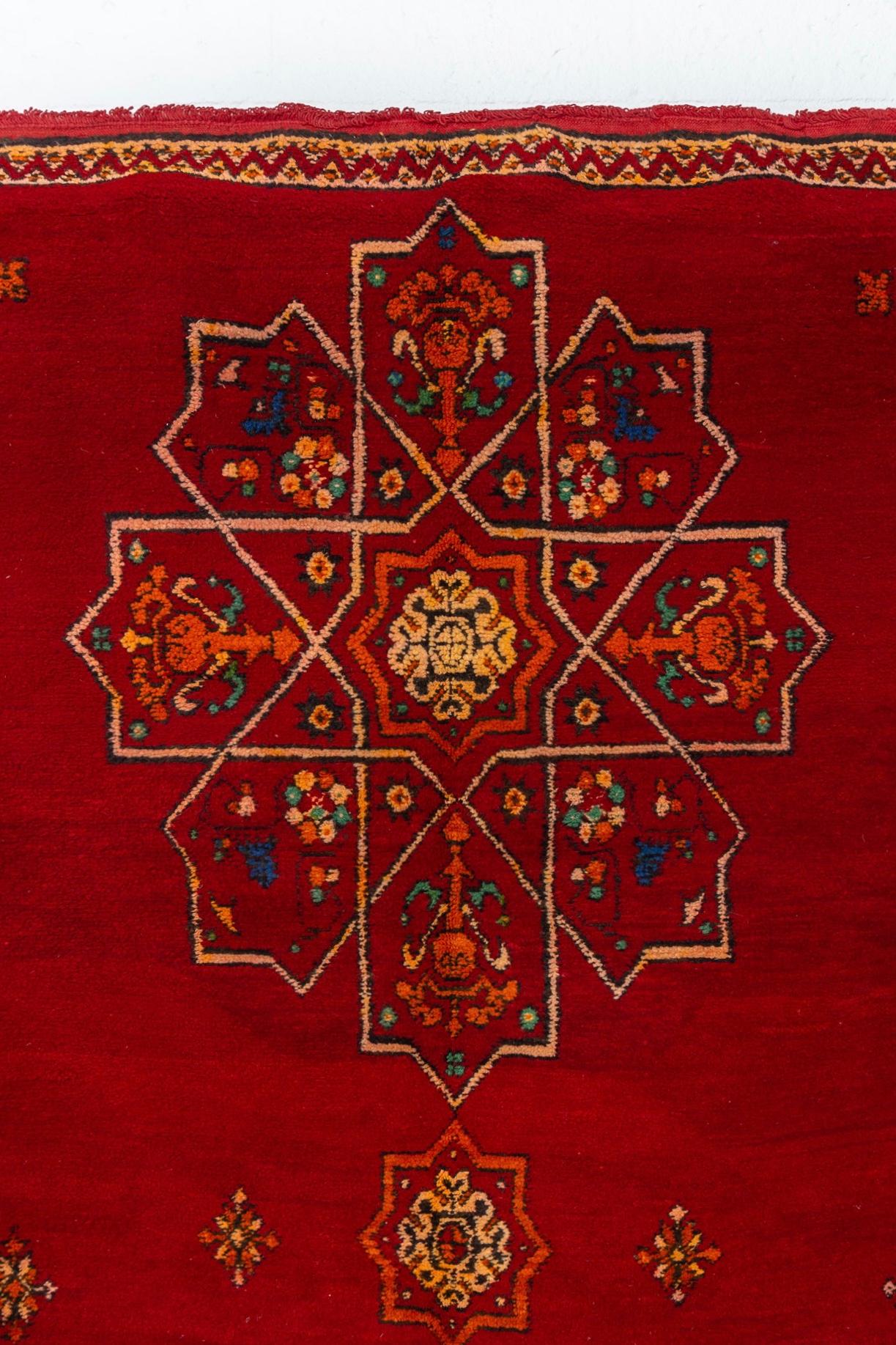 Vintage Moroccan Handwoven Berber Tribal Red Wool Floor Rug For Sale 3
