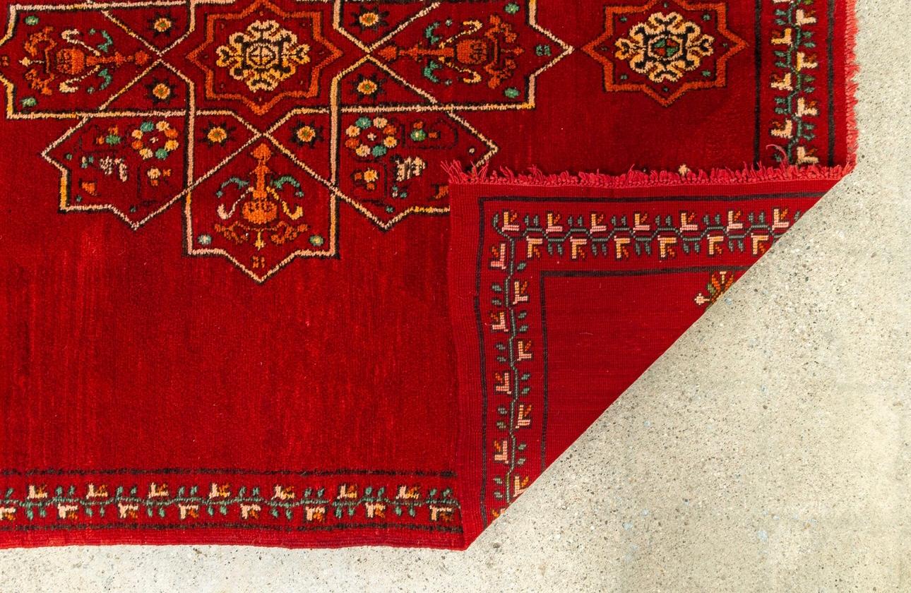 Vintage Moroccan Handwoven Berber Tribal Red Wool Floor Rug For Sale 4