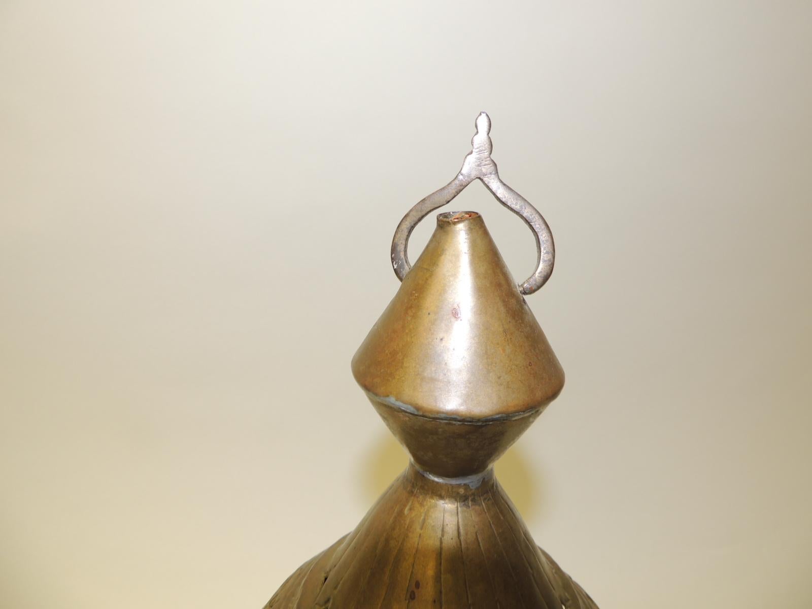 Vintage Moroccan Hanging Light Metal Small Shade In Good Condition In Oakland Park, FL