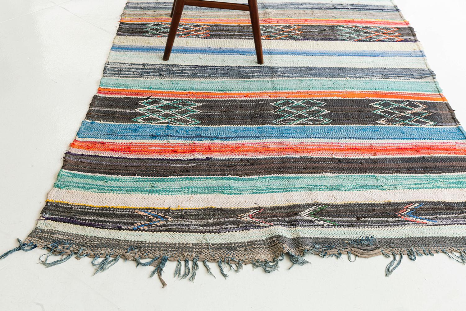 20th Century Vintage Moroccan Haouz Tribe Berber Kilim For Sale