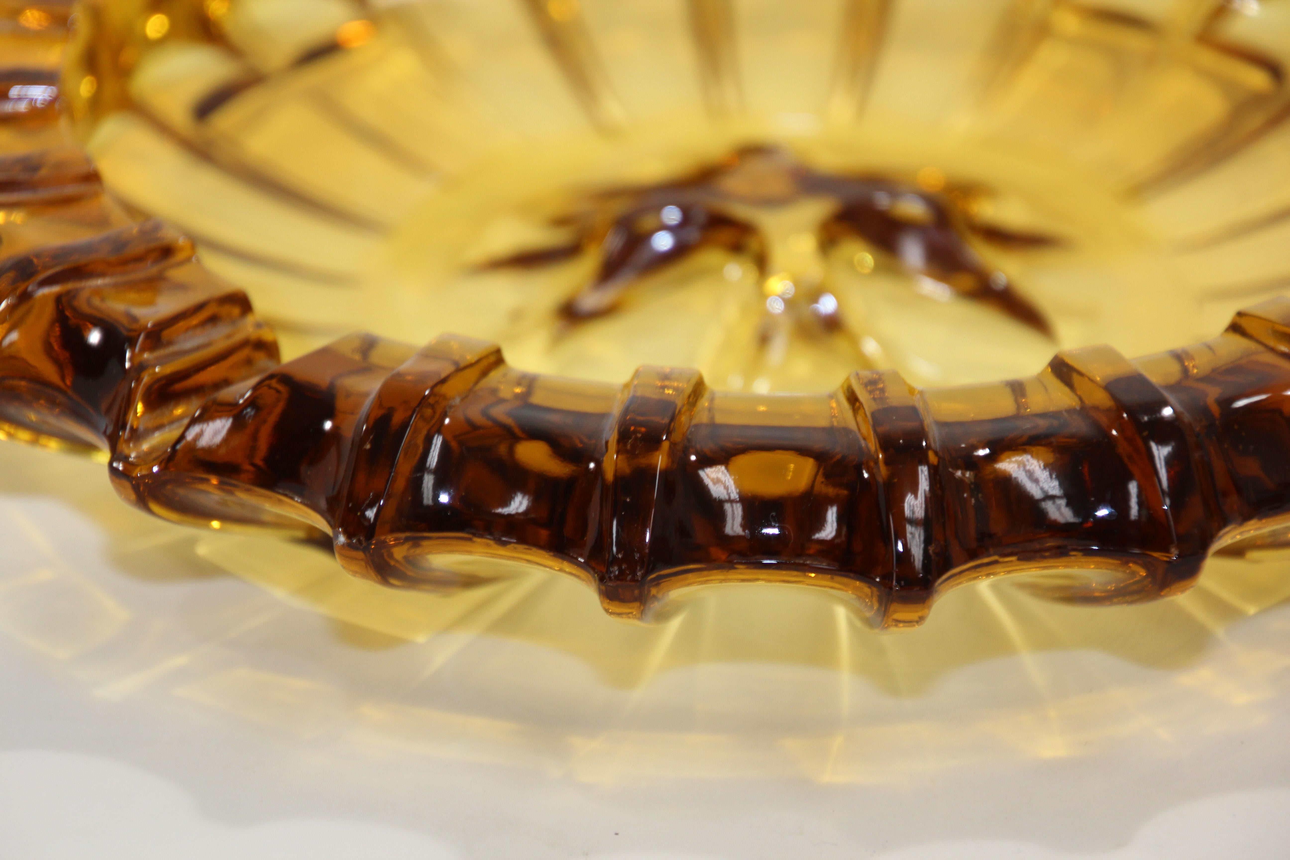Vintage Moroccan Hazel Atlas Round Amber Glass Cigar Ashtray 10